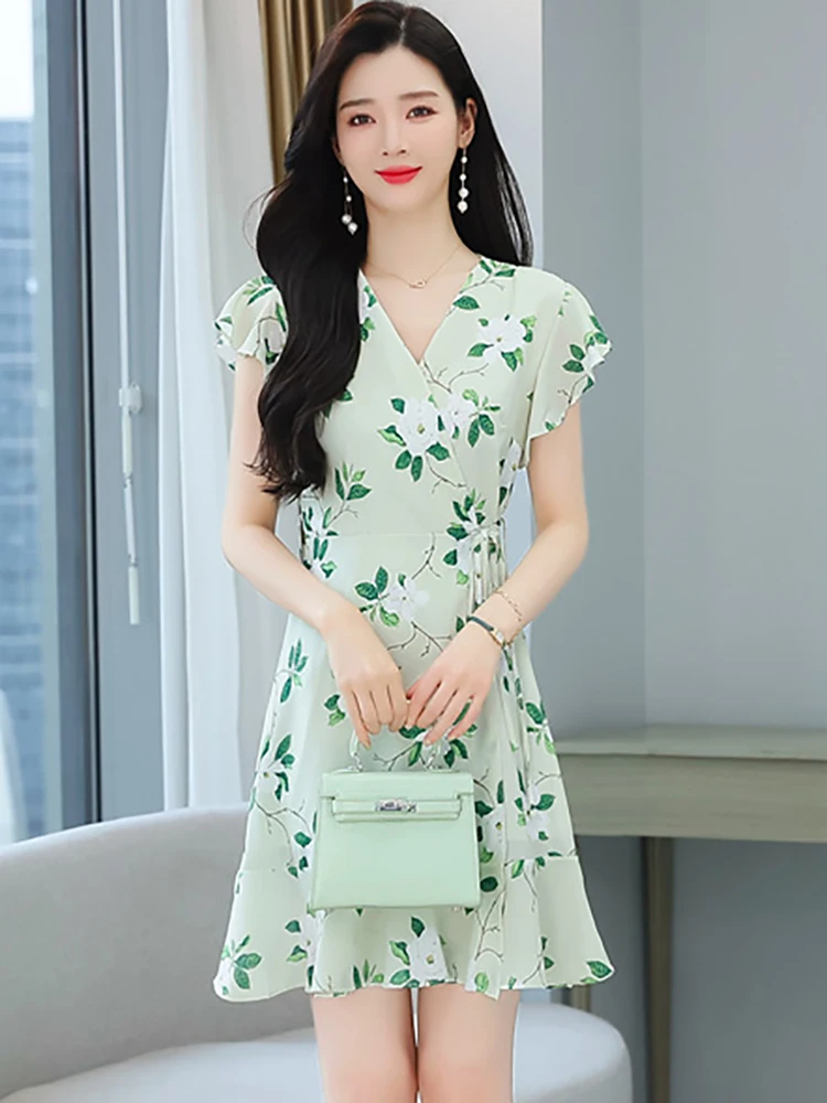 green emerald velvet dress Nuichan Women's Chiffon Maxi Dress, Long Sleeve Floral Dress in Green main image 1