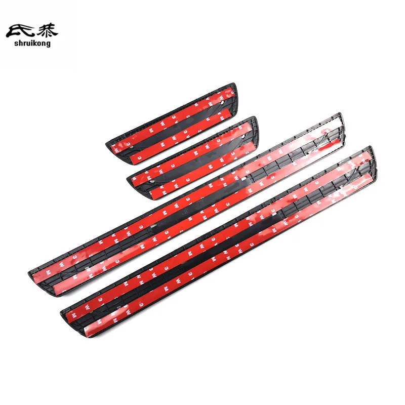 4 قطعة البلاستيك الفولاذ المقاوم للصدأ ل 2016-2019 نيسان سنترا سيلفي عتبة باب السيارة دواسة ترحيب لوحة بالية غطاء الترتر الزخرفية