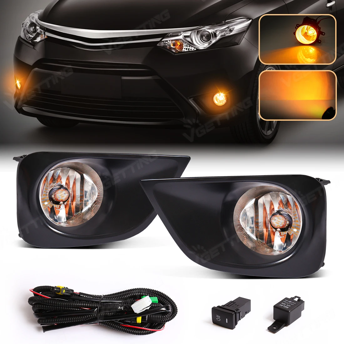 

Car Fog Light For Toyota Vios/Yaris Sedan 2013 2014 2015 2016 2017 LED Fog Lamp Halogen Assembly with Wire Cover Car Accessories