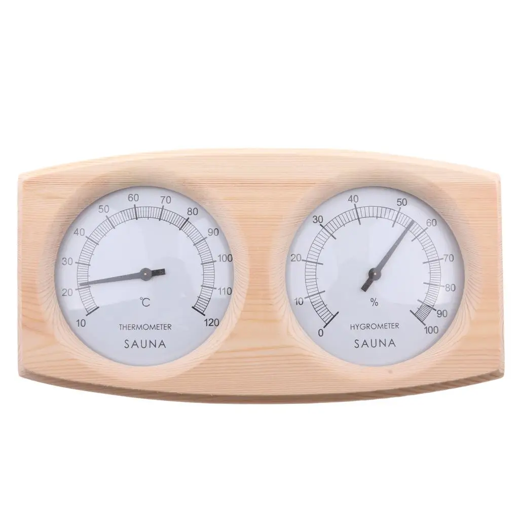 Wood Stylish Glass Fronted sauna Thermometer and Hygrometer (2 in 1 Design)