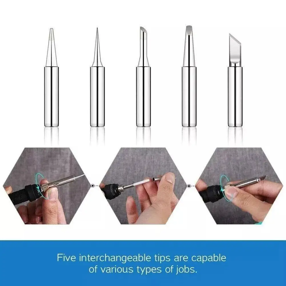 1kit Electric Soldering 60w Iron European Plug Temperature Adjustment Soldering Iron Household Electronic Welding Repair Tool