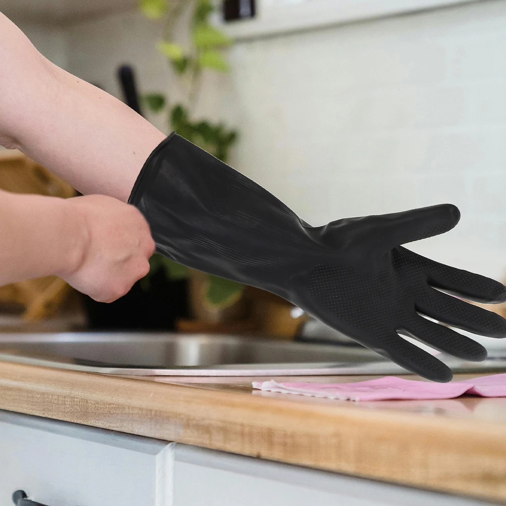 

1Pair Stylish Rubber Dishwashing Gloves Cost Effective Durable Elegant Design for Kitchen and Household Cleaning Tasks