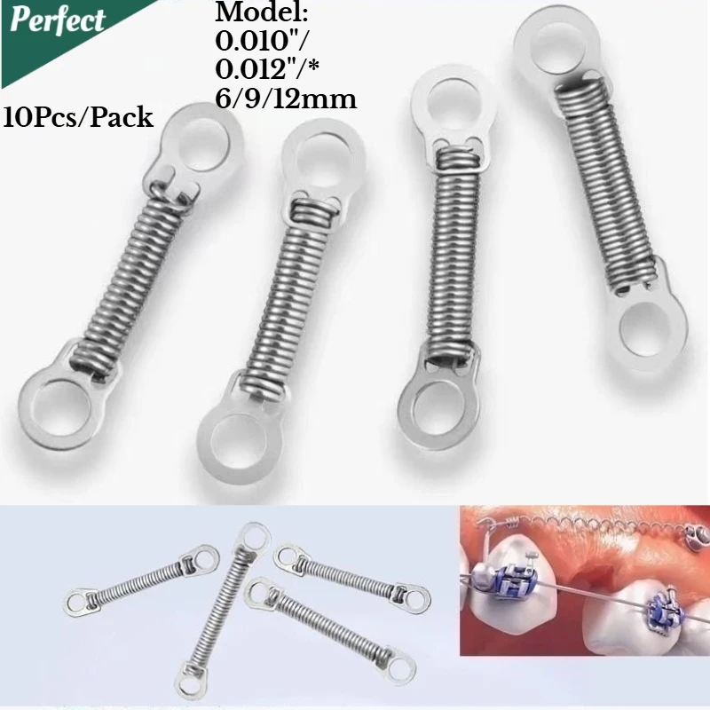 10pcs/Bag Dental Orthodontic Close Coil Spring 6/9/12mm NITI Elastic Medium/Light Force Ortho Spring Orthodogia Accessories
