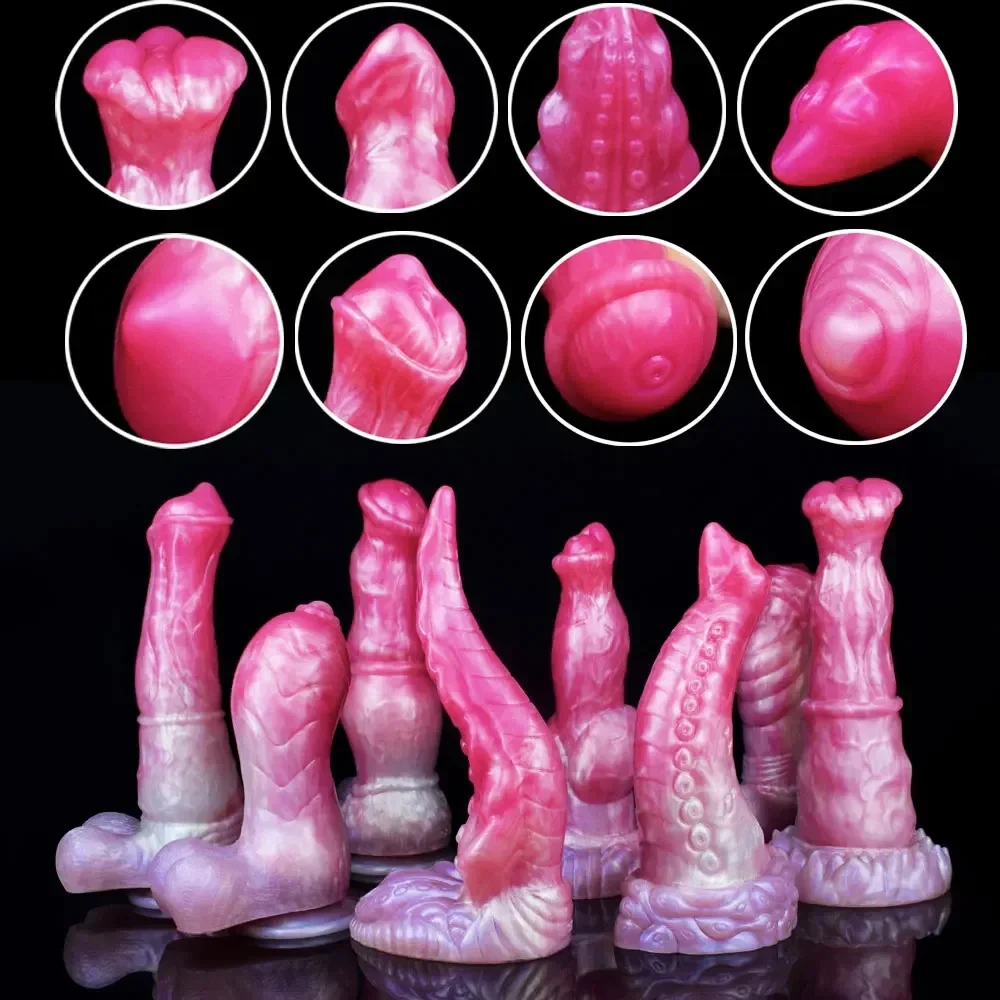 Dildo Anal for Woman Pink Colourful Big Bad Dragon Silicone Dog Dick Horse Octopus Tentacle Penis Famale Sex Toys Adult Present