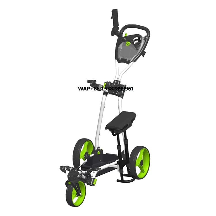 

High Quality Portable Lightweight Foldable 3 Wheel Bag Boy Golf Push Trolley with Seat