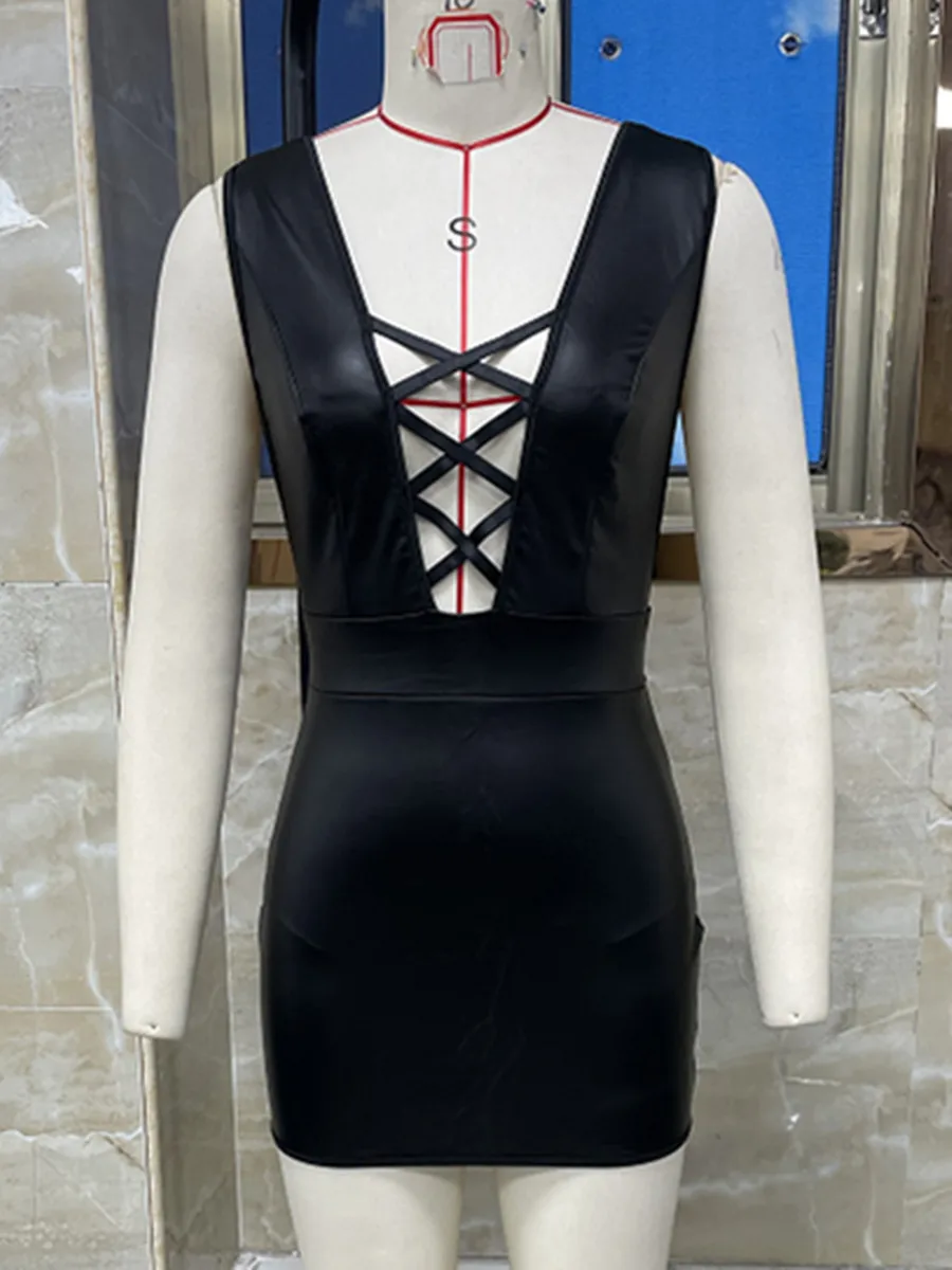 Frauen Nachthemd Sommer Sexy Erotische Ärmellose Backless Bandage Solide Tank Kleider Slim Fit Kurzes Kleid Clubwear Nachtwäsche