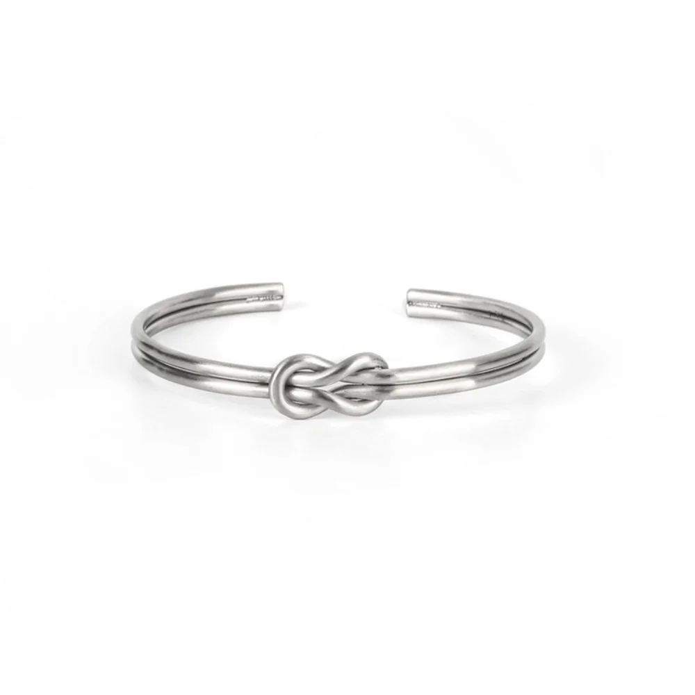 Hip-Hop Herren Edelstahl Knoten-Armreif Einfaches Schleifenarmband Modisches Titanstahl-Schmuckzubehör – Detail 3