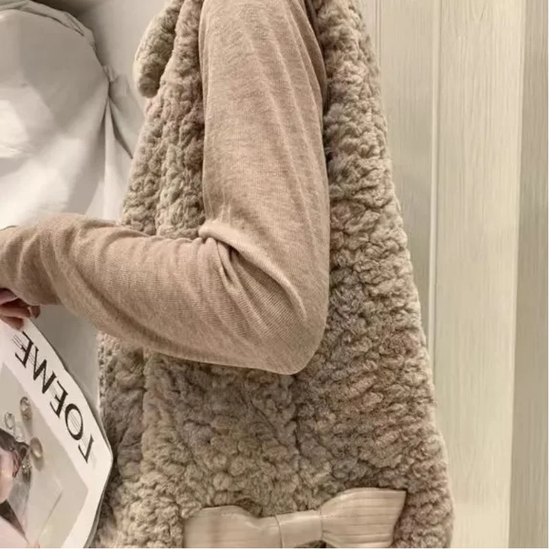 Colete quente feminino casual sem mangas com gola redonda, roupa monocromática, moda elegante, simplicidade, outono, inverno, 2022