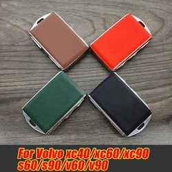 Leather Alloy Car Key Fob Case Cover Remote Keychain For Volvo XC90 XC60 S90 V90