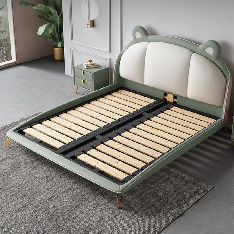 حقيبة سرير ناعمة للأطفال على شكل دب بطول 1.5 متر للأولاد والبنات سرير ناعم خفيف فاخر مزدوج حقيبة ناعمة للأحداث من الجلد