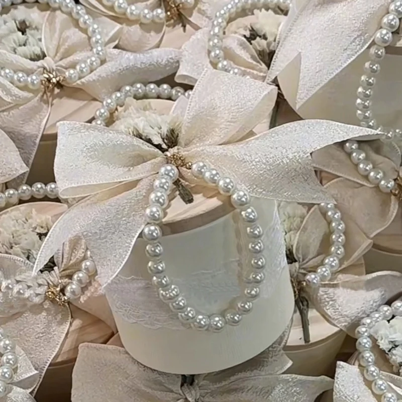 غطاء خشبي لؤلؤي صندوق حلوى الزفاف استحمام الطفل حفلة لصالح التعبئة والتغليف هدية صندوق لوازم أنيقة #3