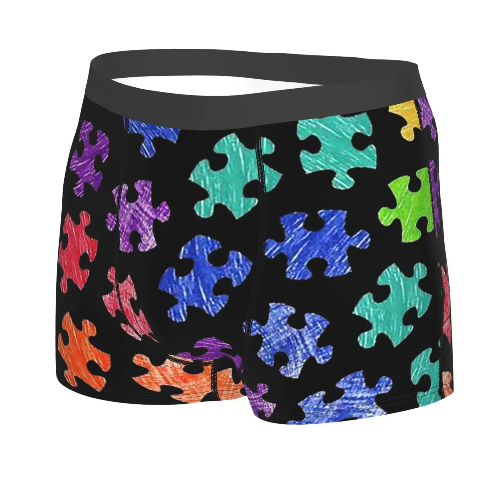 Colorful Puzzle Pattern Men's Underwear Healthy Soft Comfortable High-Quality Men's Briefs Stylish Trendy Casual Sports Panties