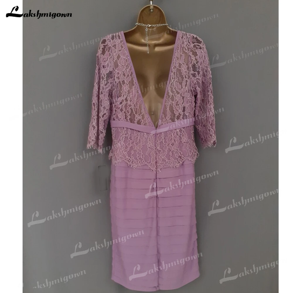 Vestido elegante con cuello en V para madre de la novia, Vestido de manga corta personalizado para invitados de boda, Vestido de encaje largo, Vestido elegante para mujer