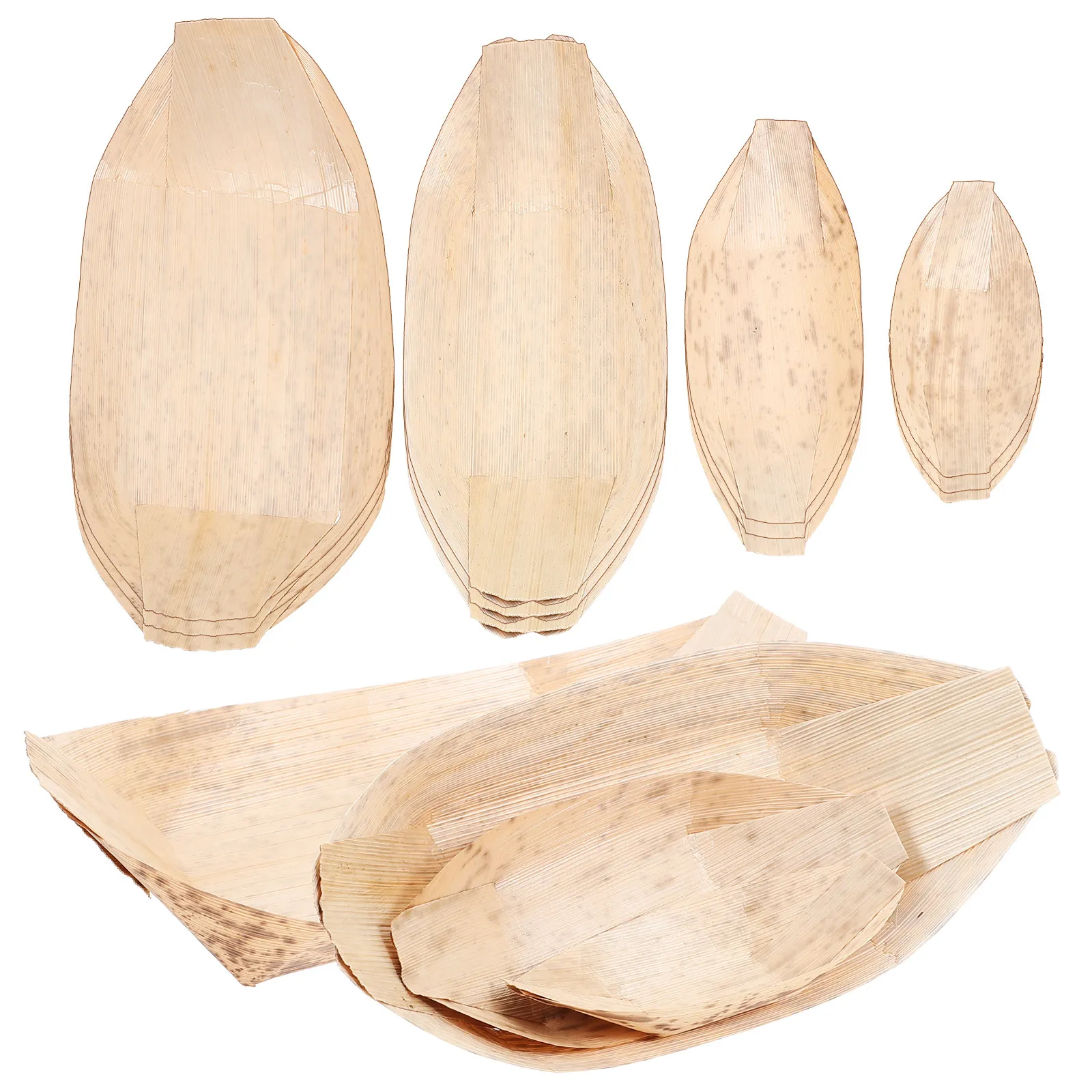 

40Pcs Bamboo Boat Plates Disposable Sushi Serving Trays for Appetizers Party Catering Events Food Display Containers