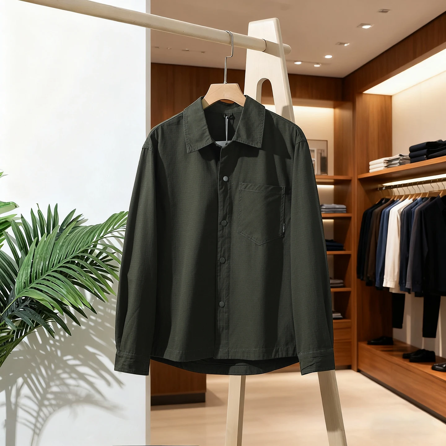 

100% Cotton Plaid Texture Breathable Tear-Resistant Men's Collar Long Sleeve Shirt Coat Autumn Style Casual Comfortable Fit