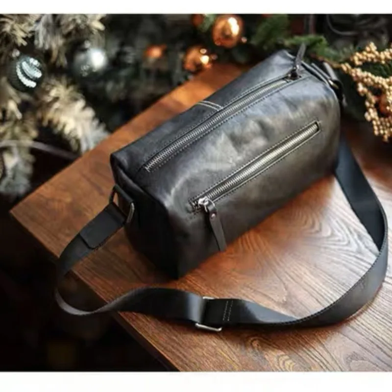 

New Style Gentleman Commuting One Shoulder Crossbody Bag Portability Soft Leather Packet Simple Sense of Advanced Pillowcase