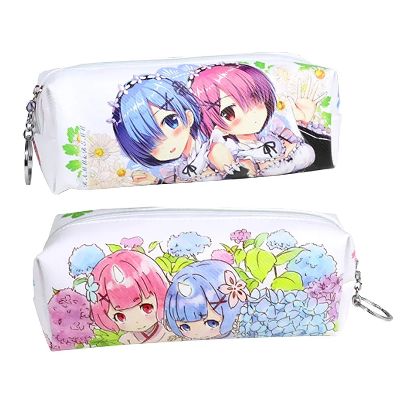 Anime Re:Life in A Different World From Zero Ram Rem Zipper Cosmetic Bag Pencil Pen Bag Storage Pouch