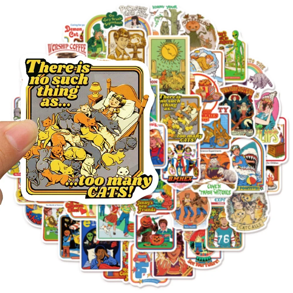 50Pcs Humorous Retro Stickers Cartoon Character Graffiti Stickers DIY Phone Case Water Cup Sticker Pack