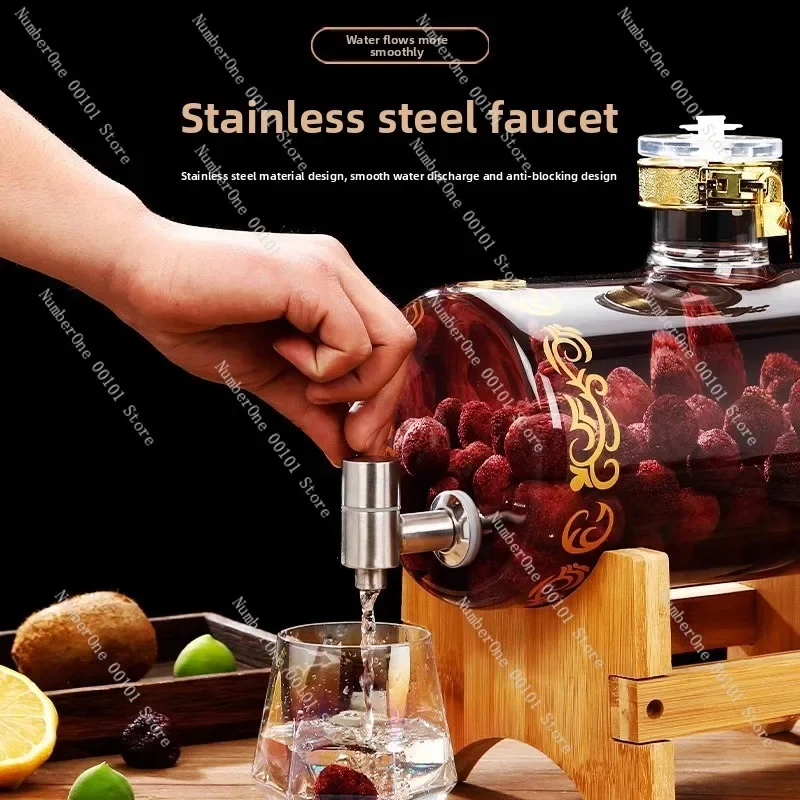 Glass Wine Dispenser with Faucet | Ideal for Sparkling, Fruit, and White Wine Storage