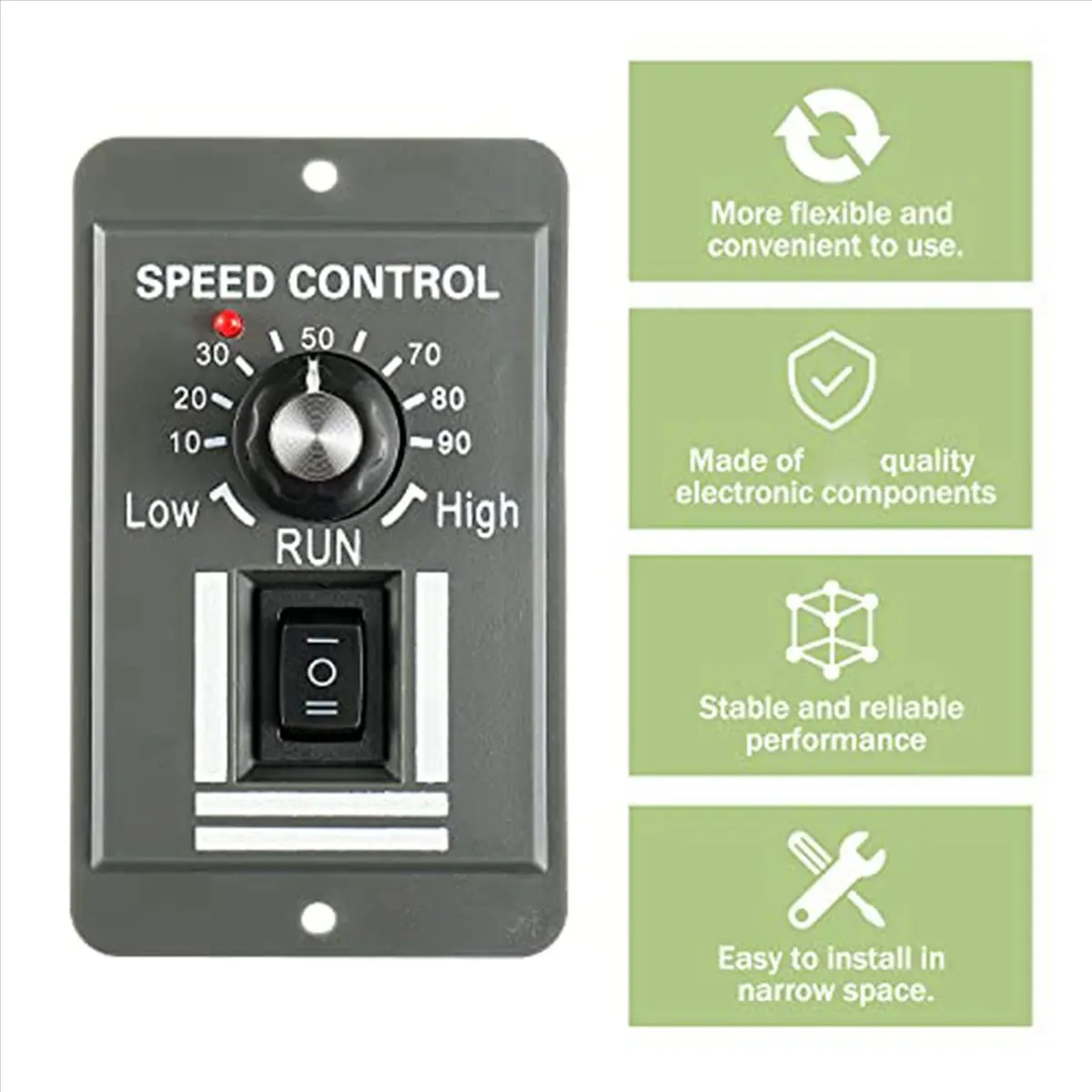 WSFS 2X DC 12-60V Motor Speed Controller 20A Adjustable PWM Controller Switch Forward/Reverse Electric Motor Speed Regulator