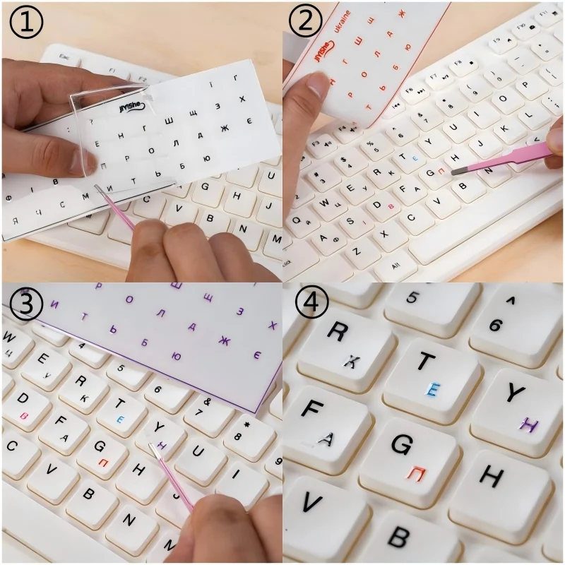 50Pcs Keyboard Key Transfer Stickers, Tear‑Film Leave Letters Keycap Alphabet Stickers, Tweezers Not Included