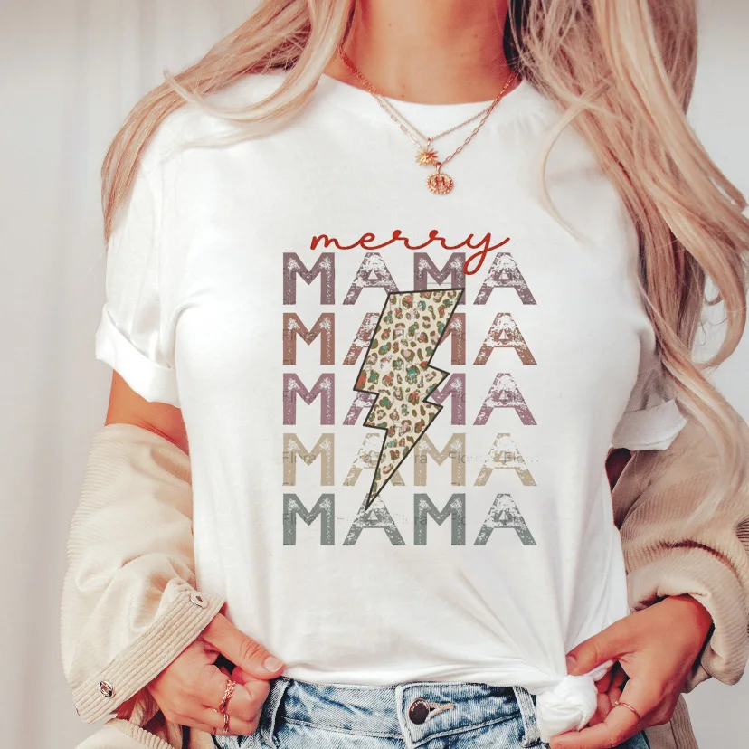 Women Graphic Happy Time Lovely Cartoon Mom Mama Mother Boy Son Vacation Lady Tops Clothing Tees Print Wear Tshirt T-Shirt