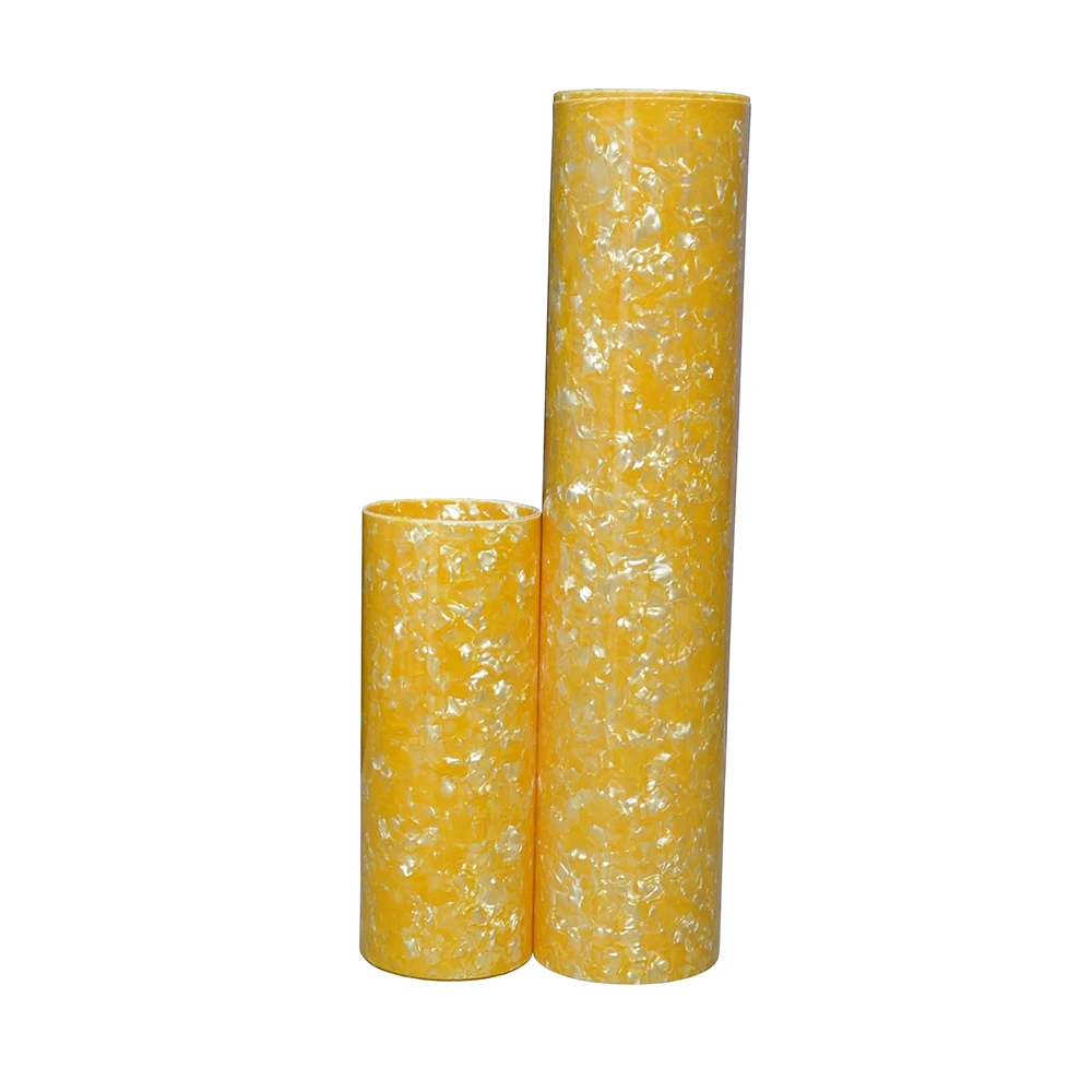 2Pcs Gauge 0.46mm Celluloid Sheet Drum Wrap Musical Instrument Deco Pearl Yellow 10x60'' and 16x60''