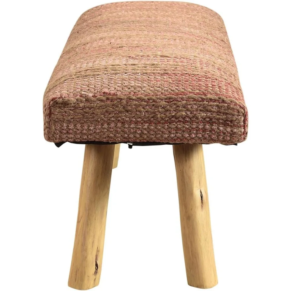 ل.ر. الموارد inc lr مقعد مزرعة منزلي مصنوع يدويًا مخطط من الجوت والصوف، أحمر #4