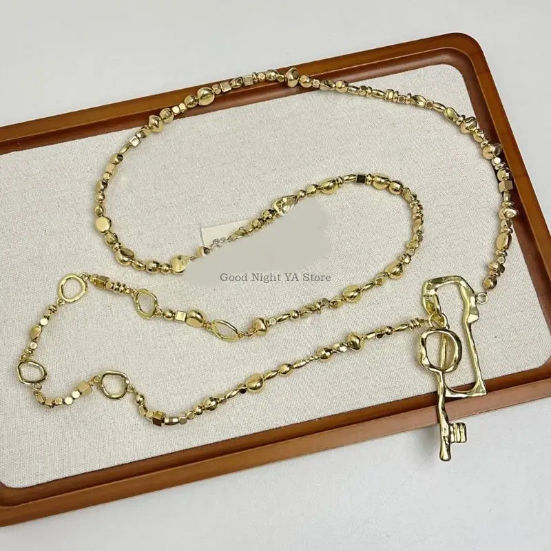  Fashionable Retro Waist Chain Waistband With Beaded Design And Lock Hole Perfect For Enhancing Any Outfit