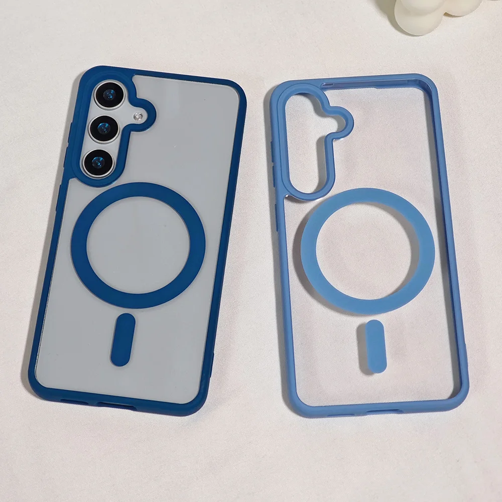 For Samsung S26 S25 Ultra Transparent Magnetic Case Wireless Charging Hard Shockproof Cover For Samsung S24 FE S23 Plus S22Ultra - náhled 3