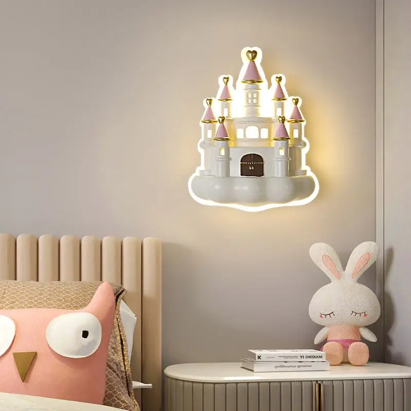 

Full spectrum children's room bedside wall lamp, modern and simple creative castle eye protection lamp