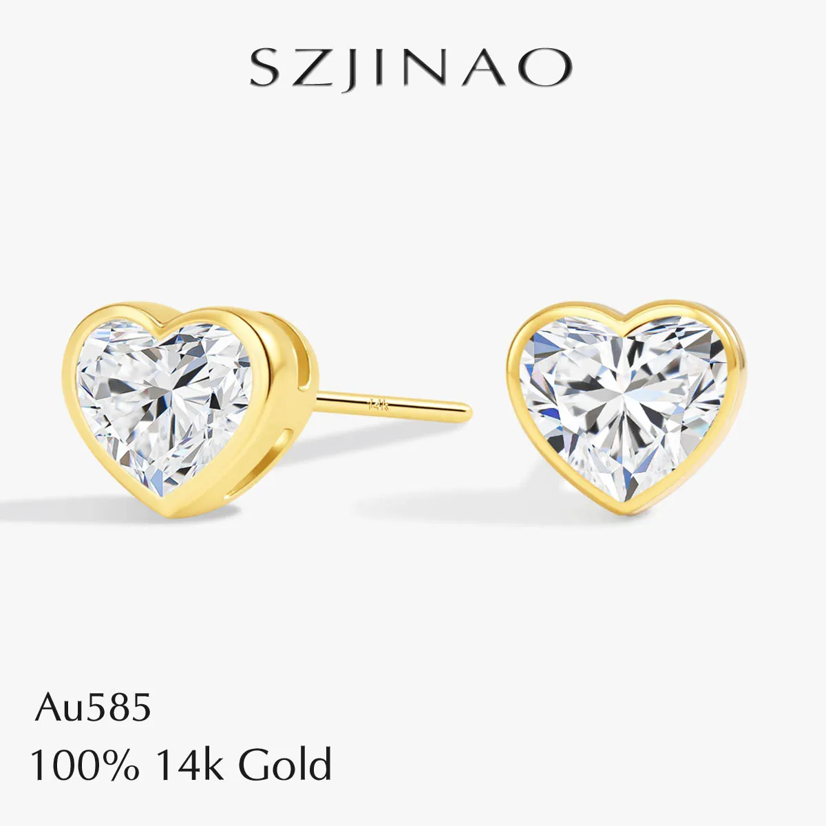 

Exquisite 14K Gold Heart-Shaped Moissanite Stud Earrings for Women 1.0CT VVS1 Clarity Timeless Romantic Jewelry Sparkling Gifts