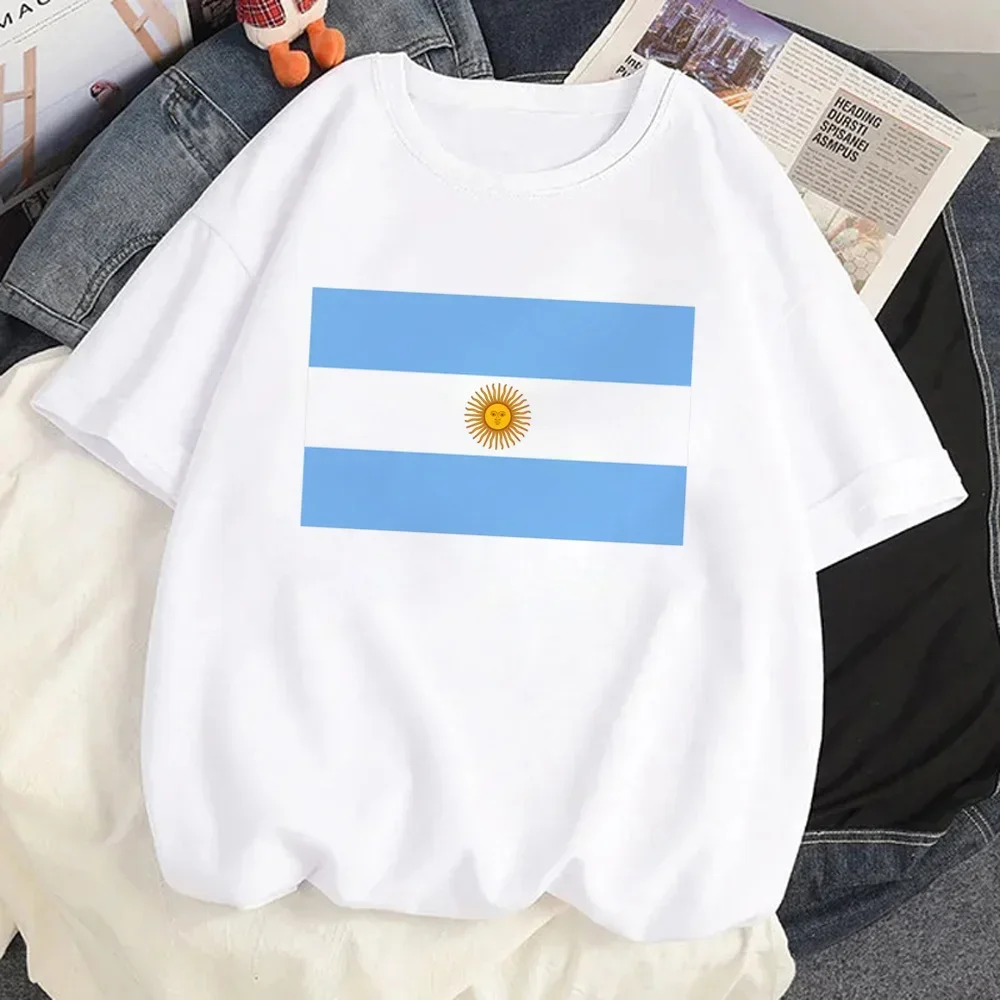 Argentina Flag Tee women Y2K streetwear summer t shirt girl y2k designer clothing