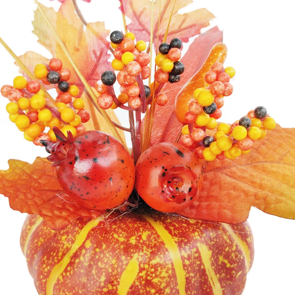 

3 Pcs Simulated Pumpkin Ornament Combination Maple Leaf Halloween Decorative Props Autumn Decoration