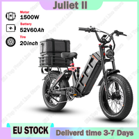 Electric Bicycle 1500W Powerful Motor 52V60AH Battery Hydraulic Brake Electric Bike 20*4 Inch Fat Tire Carbon Steel Frame E-bike