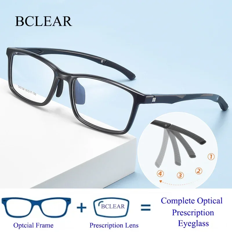 Classic Square TR90 Sports Light Eyeglasses Fashion Adjustable Legs Prescription Spectacles Frames for Men Women High Quality