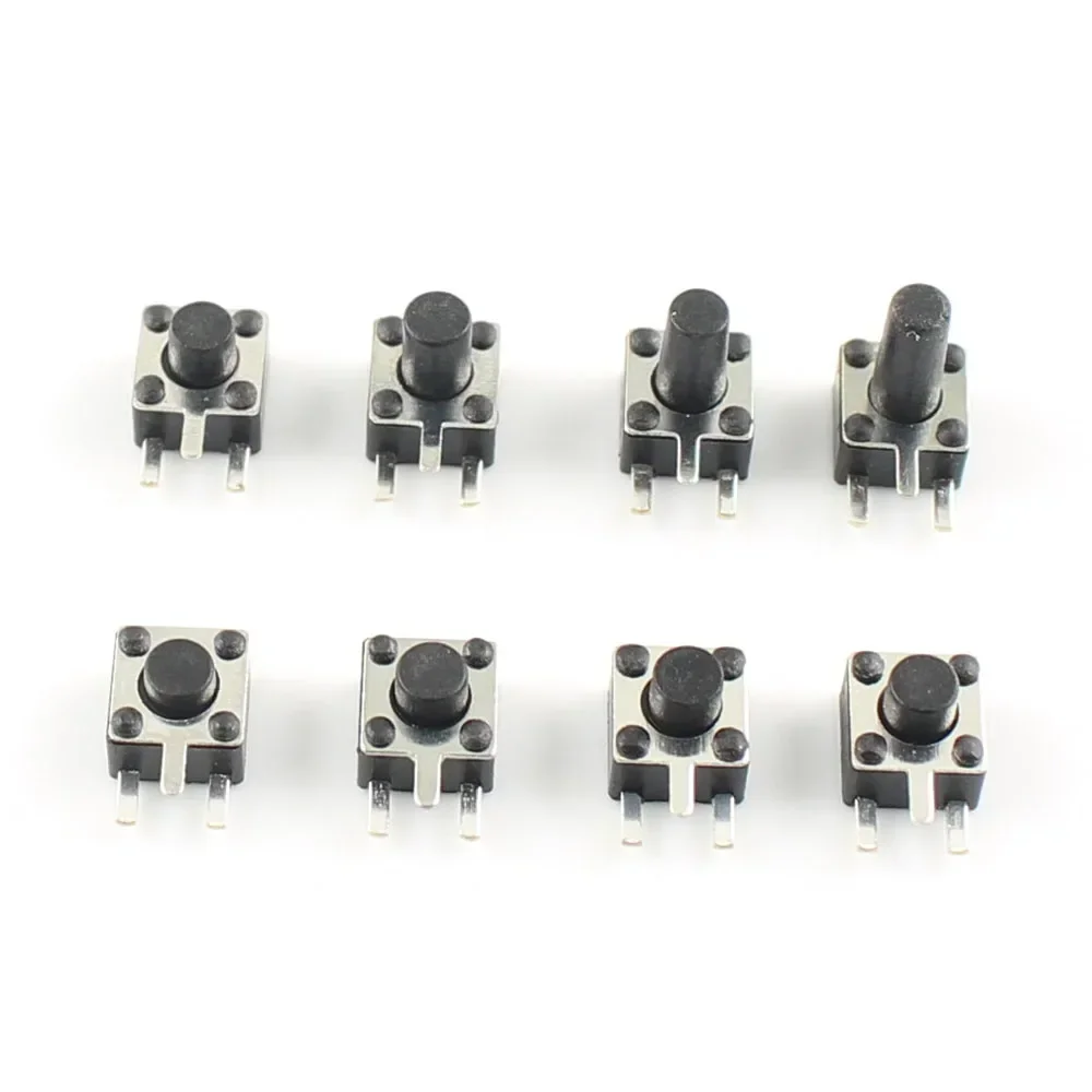 1000pcs Micro Switch 4.5*4.5 Button Momentary Tactile Tact Push 3 Pin DIP Rgiht Angle 4.5x4.5x3.8/4.3/4.5/4.8/5/6/7/8 mm