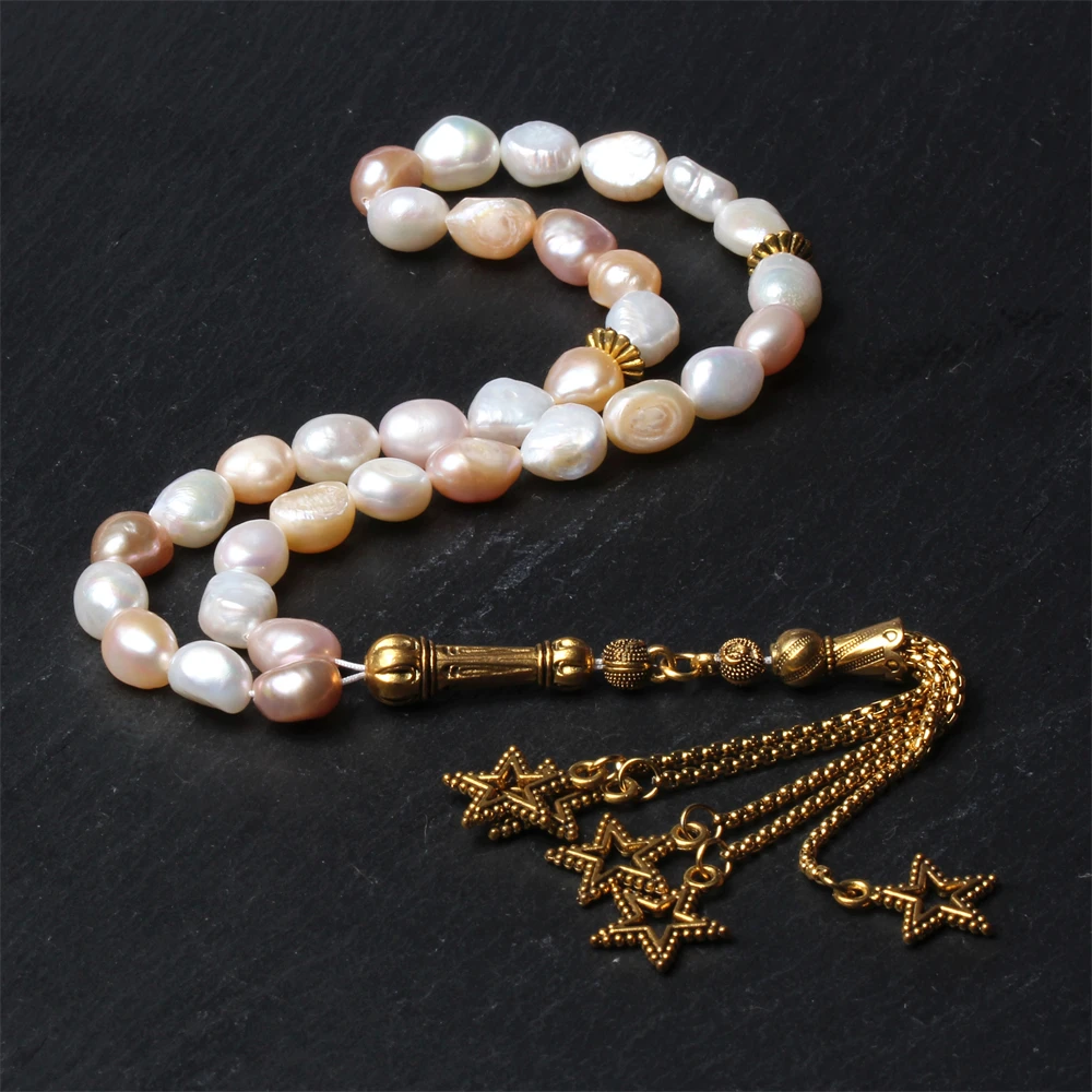 Natural freshwater pearl 33 Islamic Prayer Beads Tasbih sibha muslim rosary bead misbaha Hot Selling Exquisite And Upscale 8-9mm