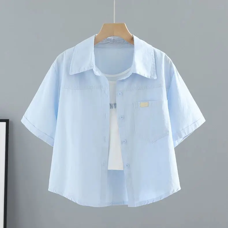 

Korean Style Commuter Salt Series Women's Short Sleeve Shirt Fashionable Versatile Summer New Arrival Youthful Flair Top