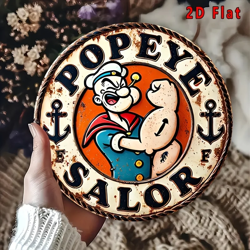 Tin Sign - Popeye the Sailor Man Cartoon Themed Vintage Durable Metal Plaque Wall Decor, Home Office Bar Man Cave Wall Art