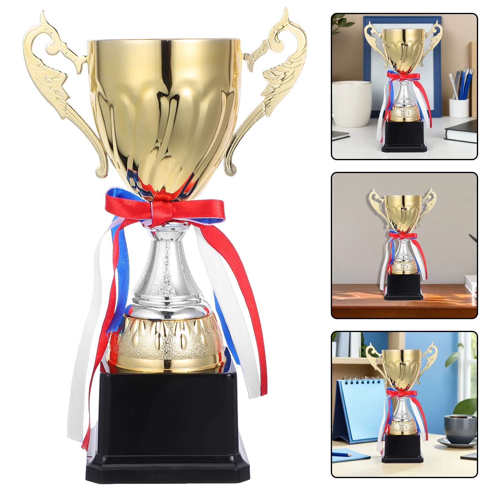 1pc Metal Basketball Award Basketball Great Sports Competition Honor Trophy 24Cm Gold Trophy Cup Black Base