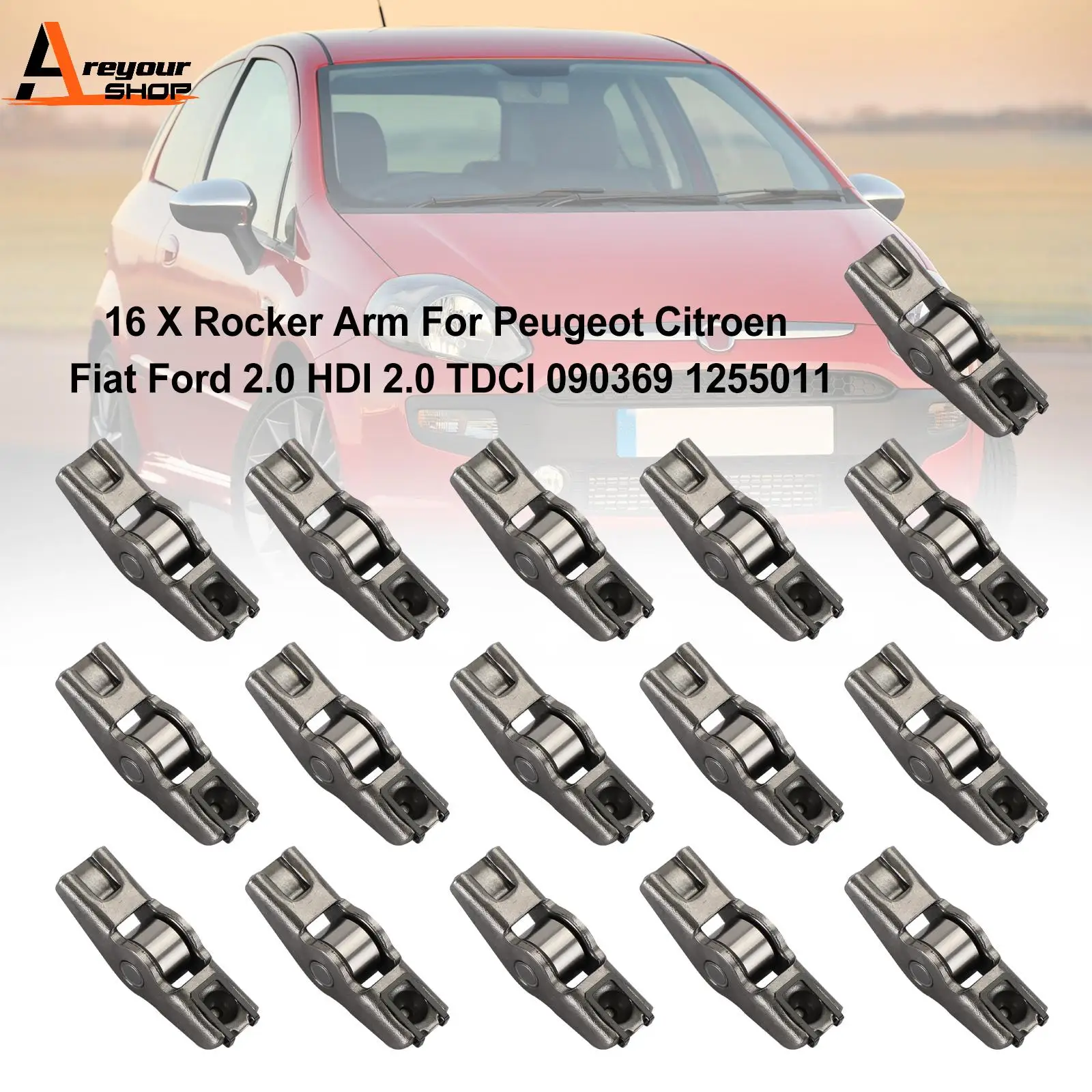 Areyourshop 16 X Rocker Arm For Peugeot Citroen Fiat Ford 2.0 HDI 2.0 TDCI 090369 1255011