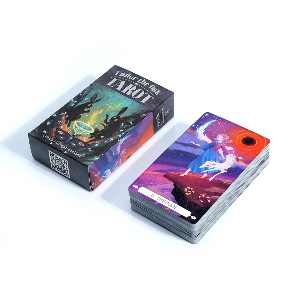 Under The Oak 78pcs 타로 카드 타로 데크 독특한 운세 보드 게임 통찰력있는 독서를 위해 사실과 소설을 결합하는 게임