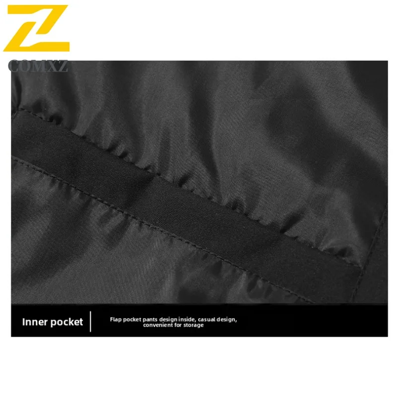 COMXZ 2025 Spring Long Workwear Jacket Men Hooded Casual Windproof Coat Trendy Mid Length Trench Coat Lightweight