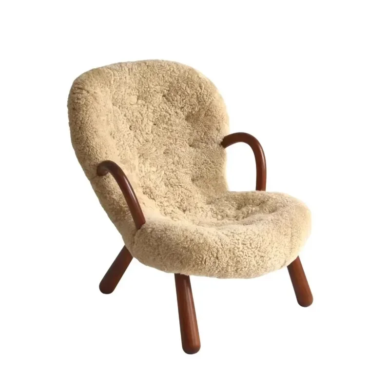 

Nordic simple modern home master bedroom living room lazy lamb wool fabric leisure chair, designer single sofa chair