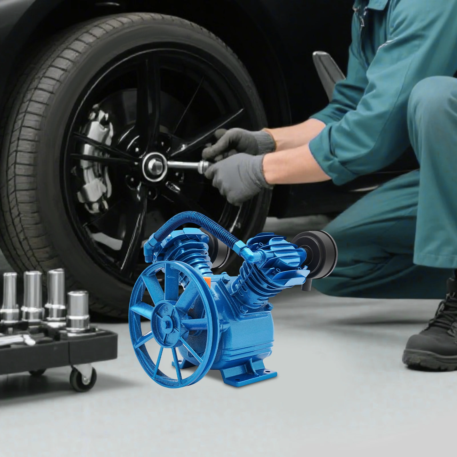 

2.2 кВт 2-поршневой V-образный двухцилиндровый компрессорный блок, универсальная головка насоса для заводского авторемонта и покраски (Тип 1)