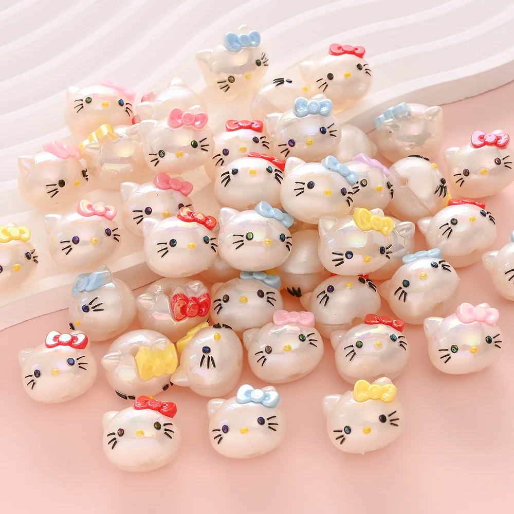 

10 шт., случайно смешанные бусины из смолы, бусины «Hello Kitty», фокусная бусина для ребенка, цепочка для прорезывания зубов, бусины для соски, браслет для прорезывания зубов, аксессуары