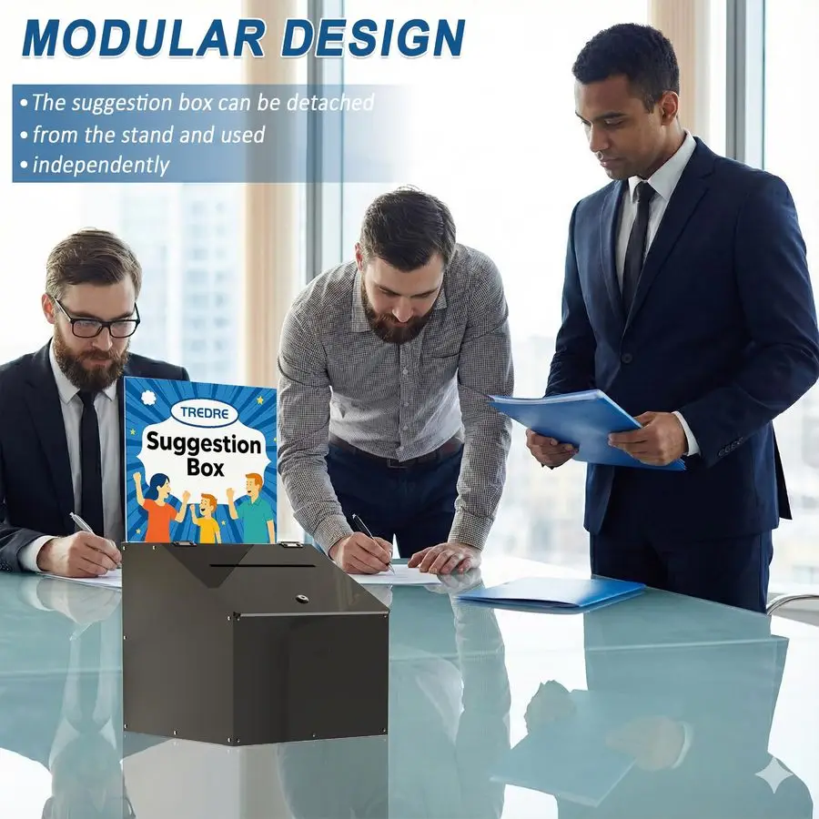 صندوق اقتراحات أكريليك كبير مع قفل 39.6 13.8 13.8، صندوق تبرع قائم على الأرض مع حامل لافتة، صندوق الاقتراع للتصويت، شار