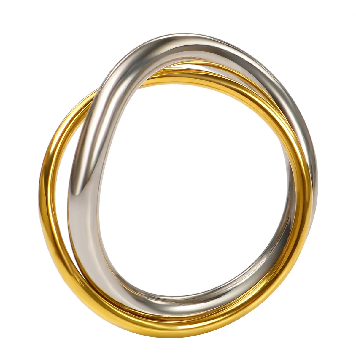 

JINHUI Classic Gold Color Double Rolling Two in One Sets Stainless Steel Interlocked Rings Couple Ring Anniversary Jewelry Gifts