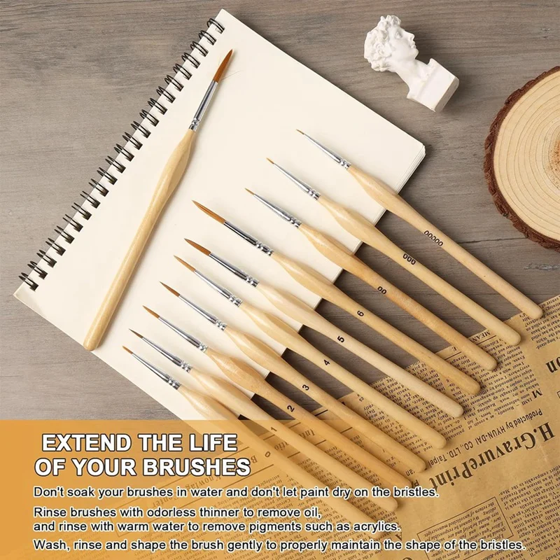 Ensemble de pinceaux de peinture à pointe fine, mini pinceaux modèles, artisanat facile à utiliser, 11 pièces